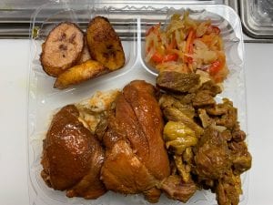 Brown Stew Chicken and Curry Goat